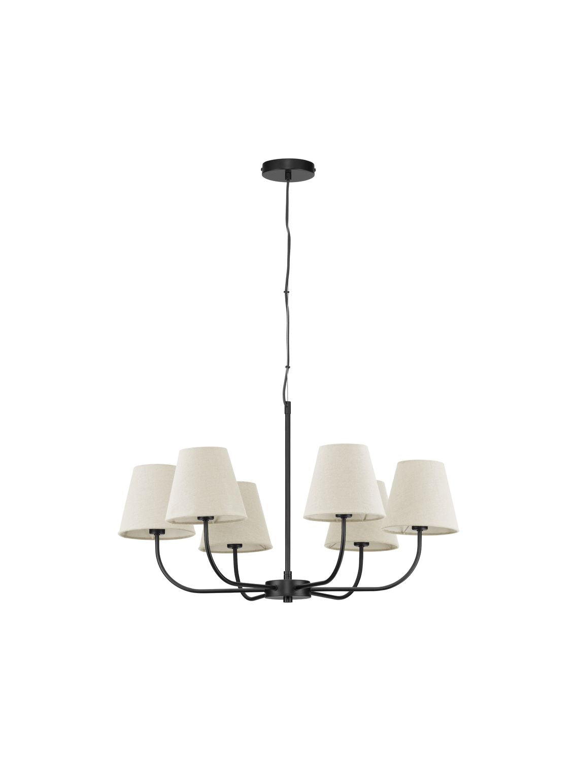 Suspension Moist 6 lumières noire, tissu