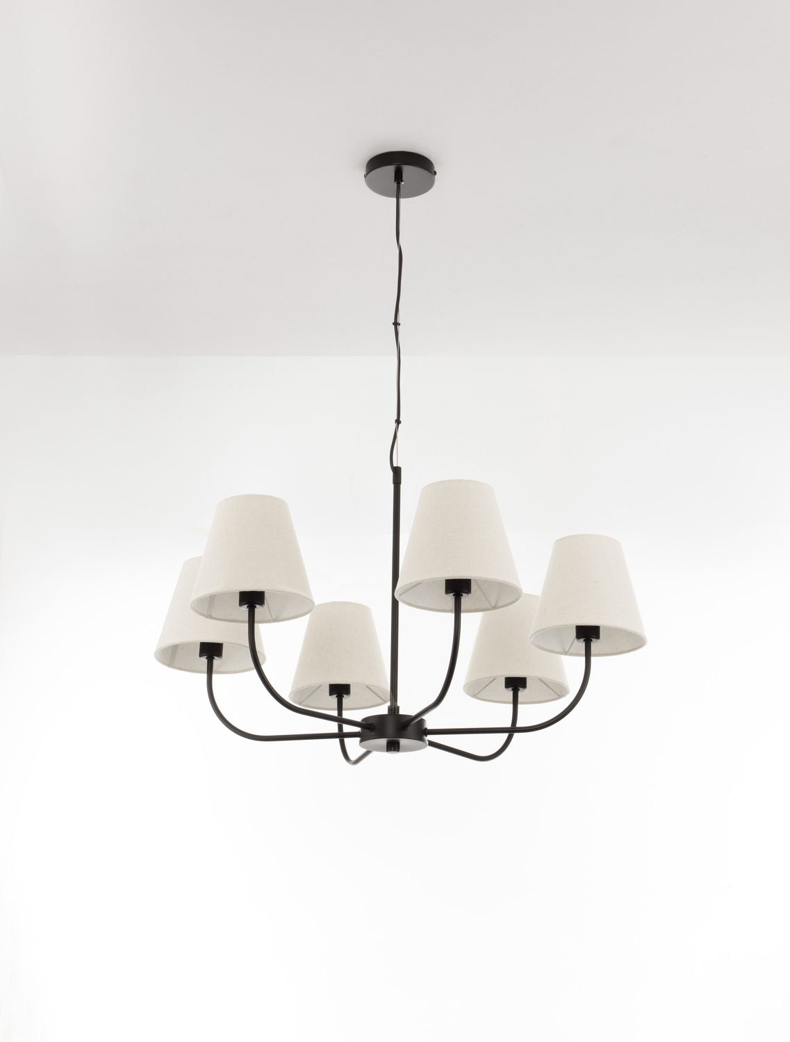 Suspension Moist 6 lumières noire, tissu