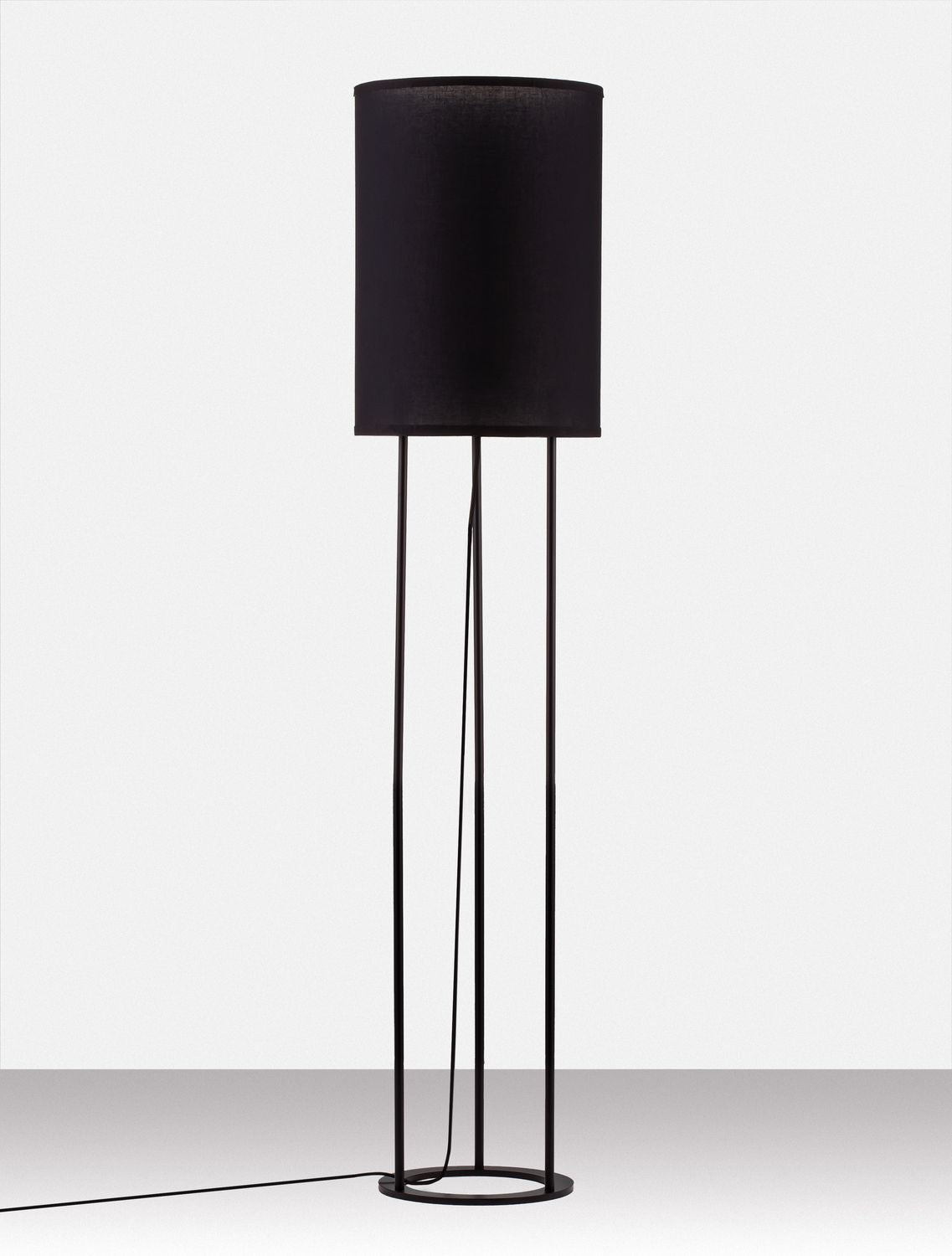 Lampadaire Leith noir, tissu