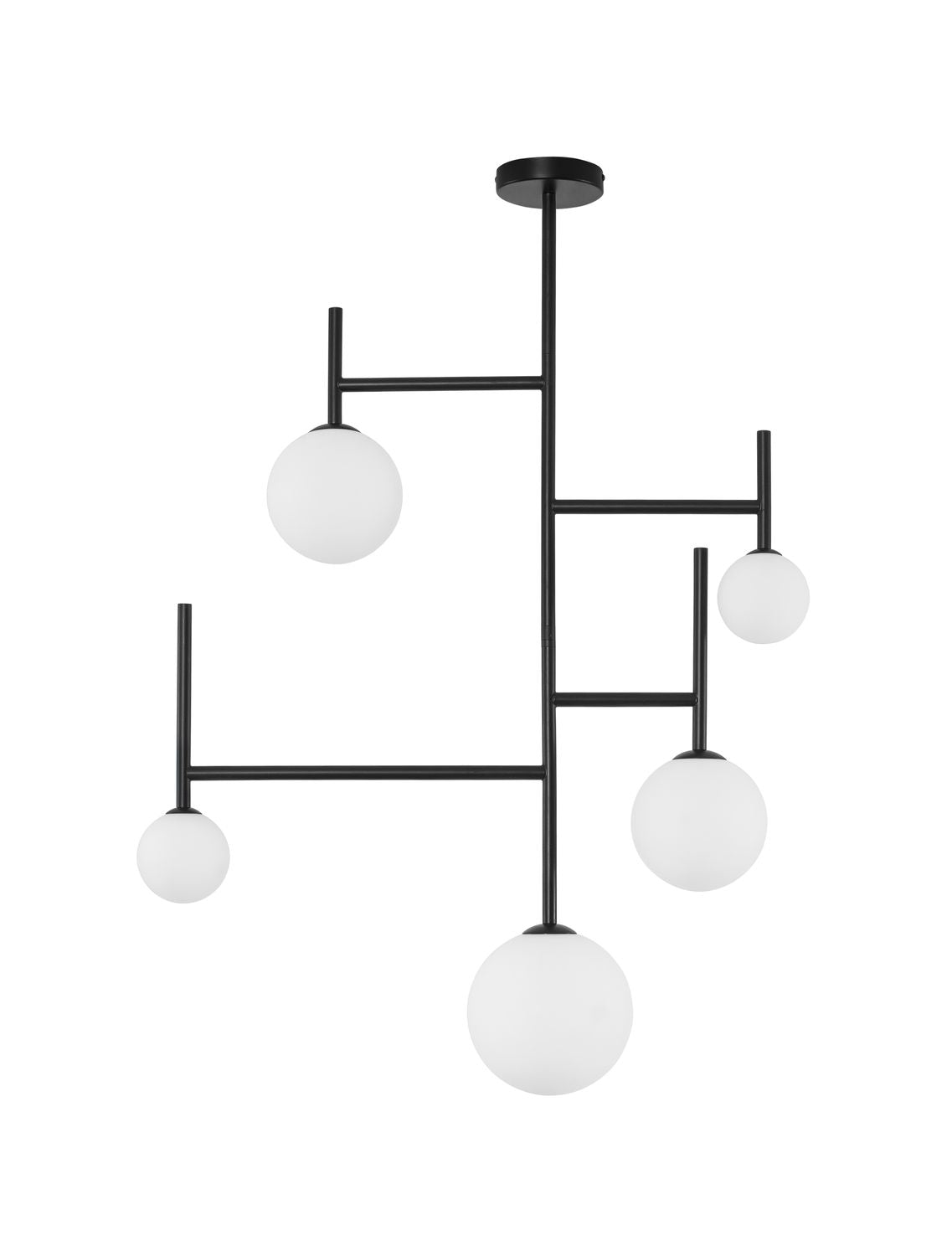 Suspension Licato 5 lumières noire, verre