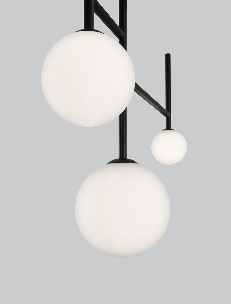 Suspension Licato 5 lumières noire, verre
