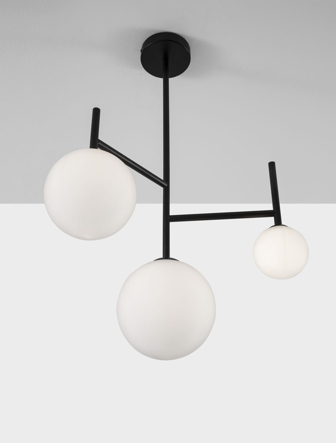Suspension Licato 3 lumières noire, verre