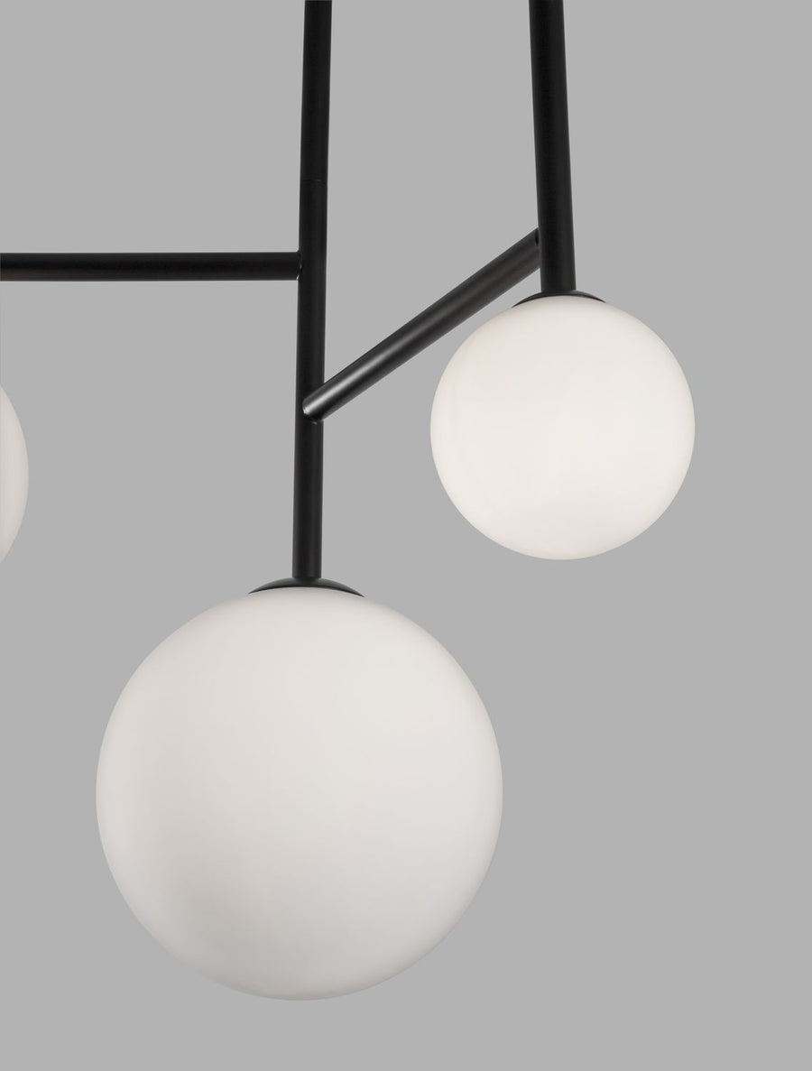 Suspension Licato 3 lumières noire, verre