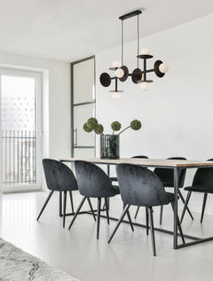 Suspension Pielo 8 lumières noire, verre