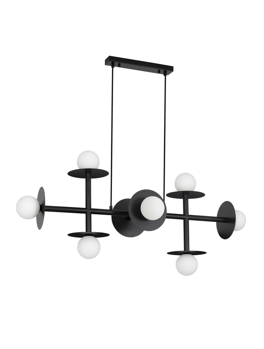 Suspension Pielo 8 lumières noire, verre