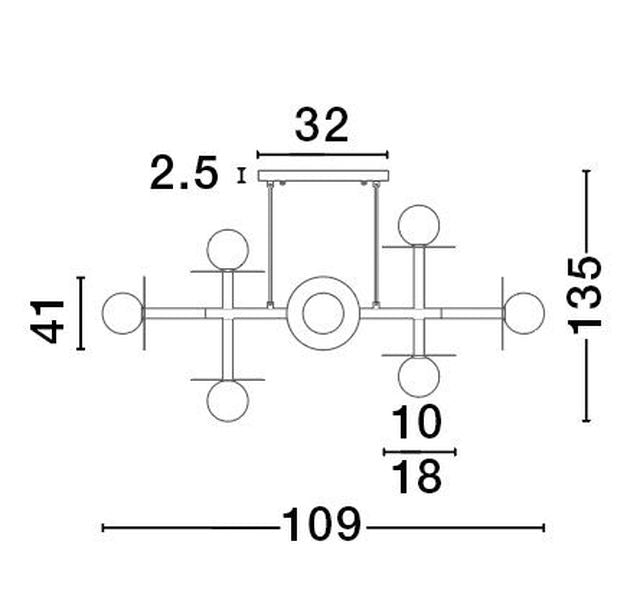 Suspension Pielo 8 lumières noire, verre