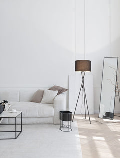 Lampadaire Retro noir, tissu