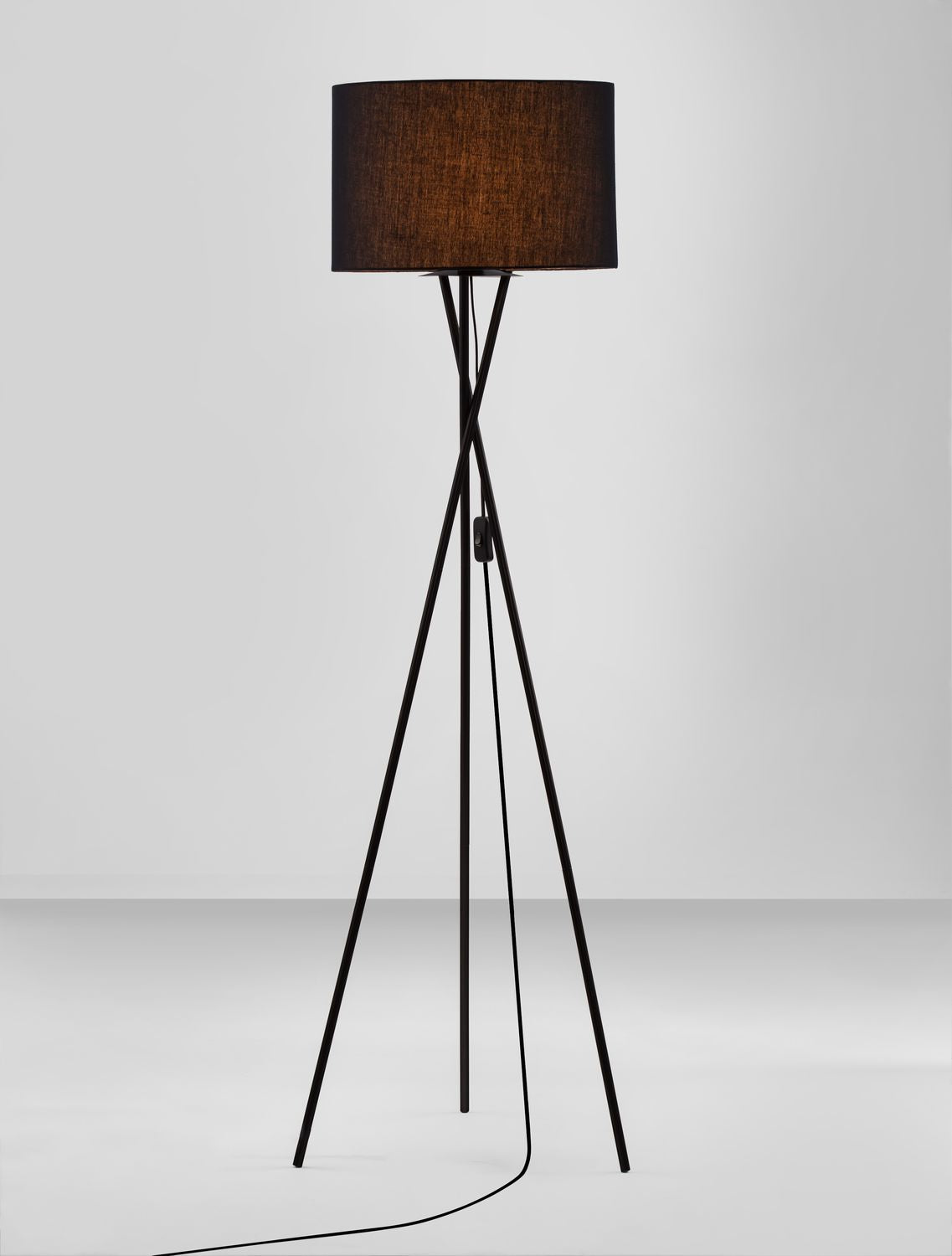 Lampadaire Retro noir, tissu