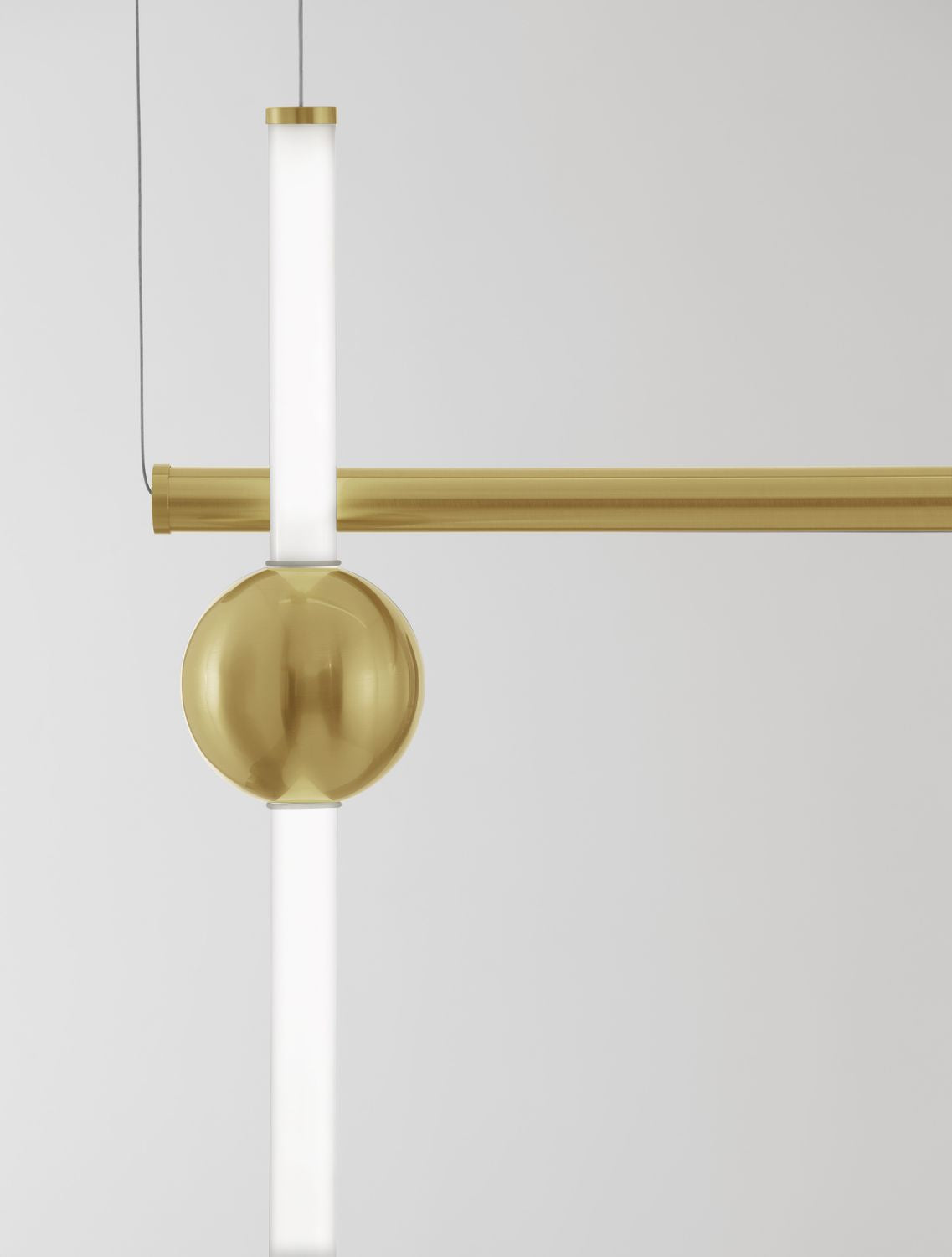 Suspension Neutron dorée, H 200 cm