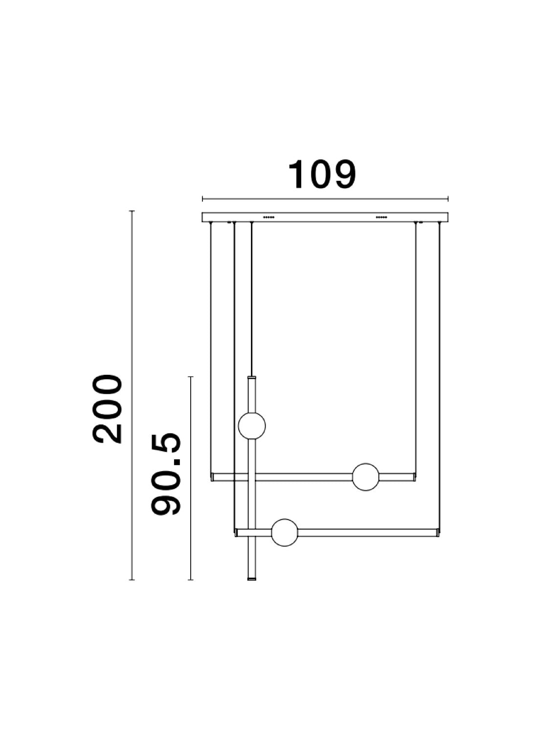 Suspension Neutron dorée, H 200 cm