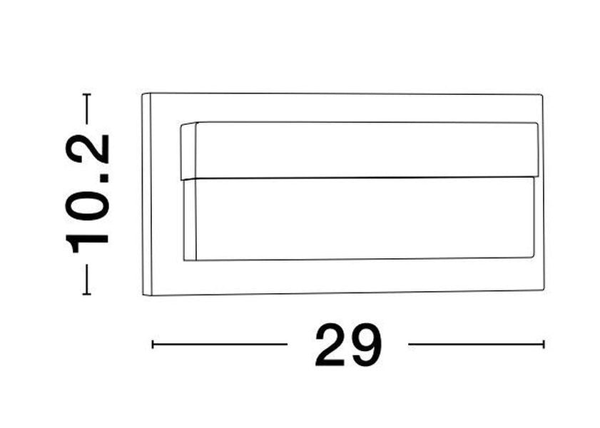 Schéma coté du luminaire indiquant une largeur de 29 cm et 10,2 cm de hauteur