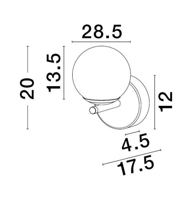 Schéma technique coté de l'applique avec mesures en centimètres.