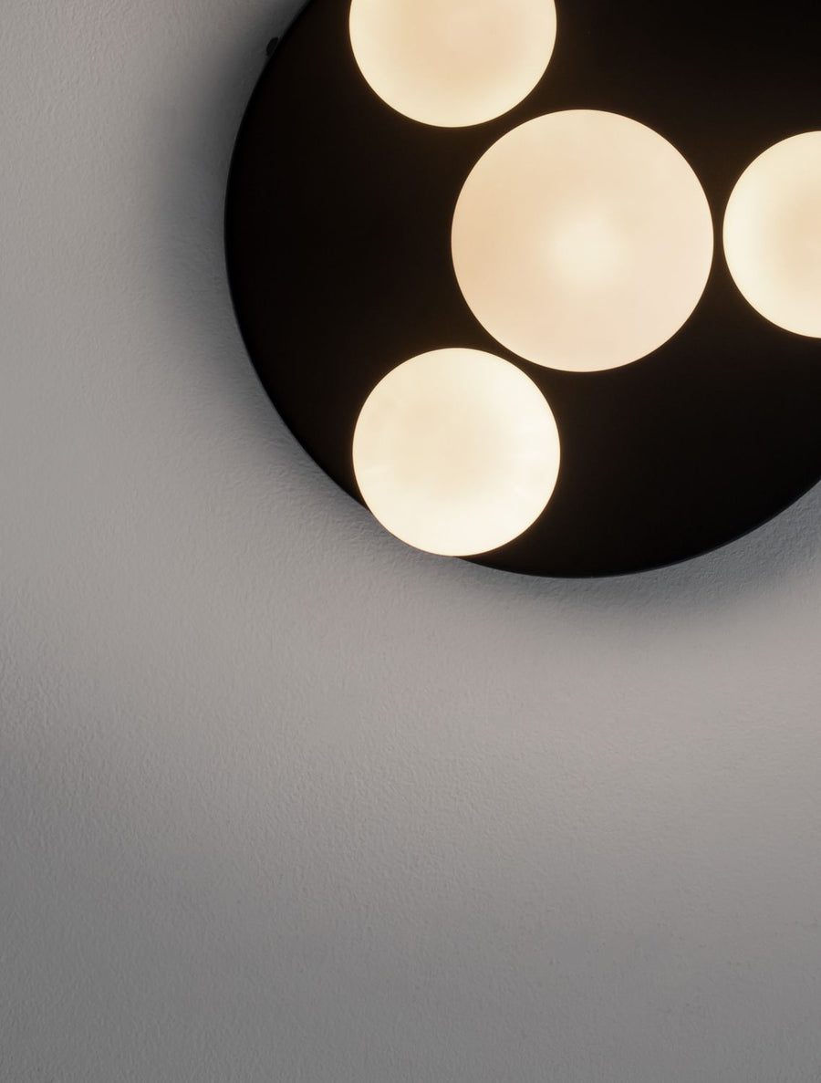 Plafonnier Edem 4 lumières noir, verre