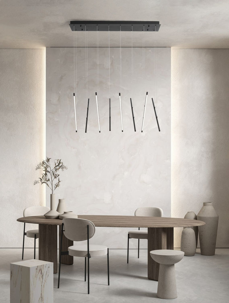 Suspension Elettra noire, H 120 cm