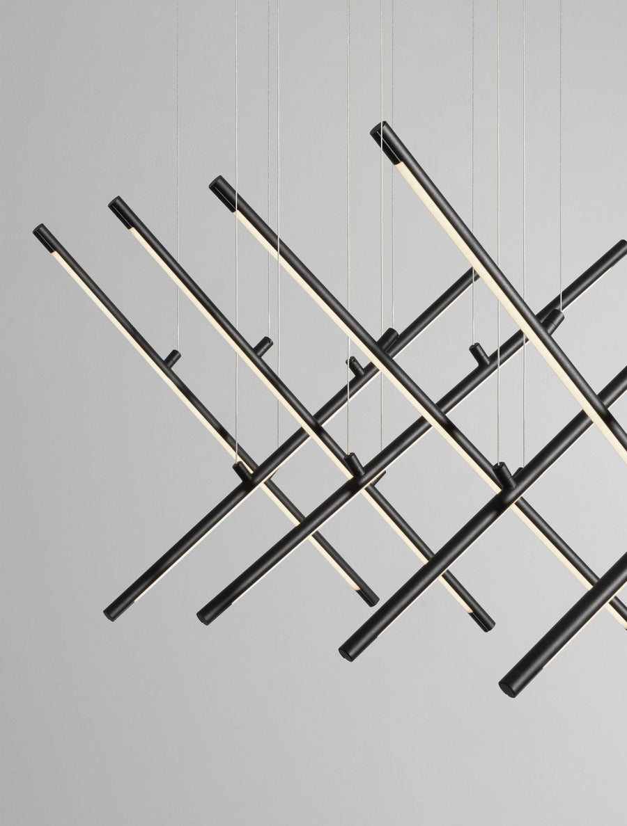 Suspension Elettra noire, H 120 cm