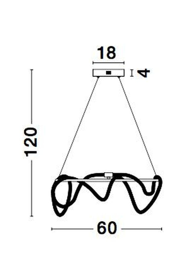 Schéma coté indiquant 120 cm de hauteur, 60 cm de diamètre et 18 cm de rosace.