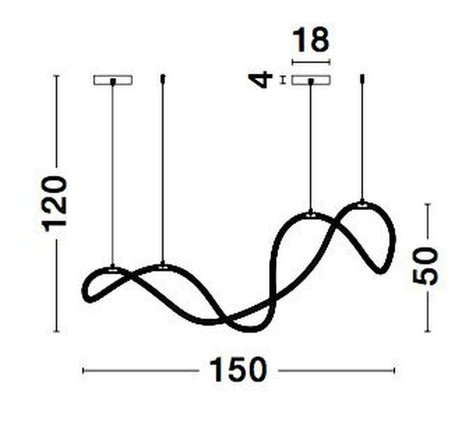 Suspension Cerelia laiton, L 150 cm