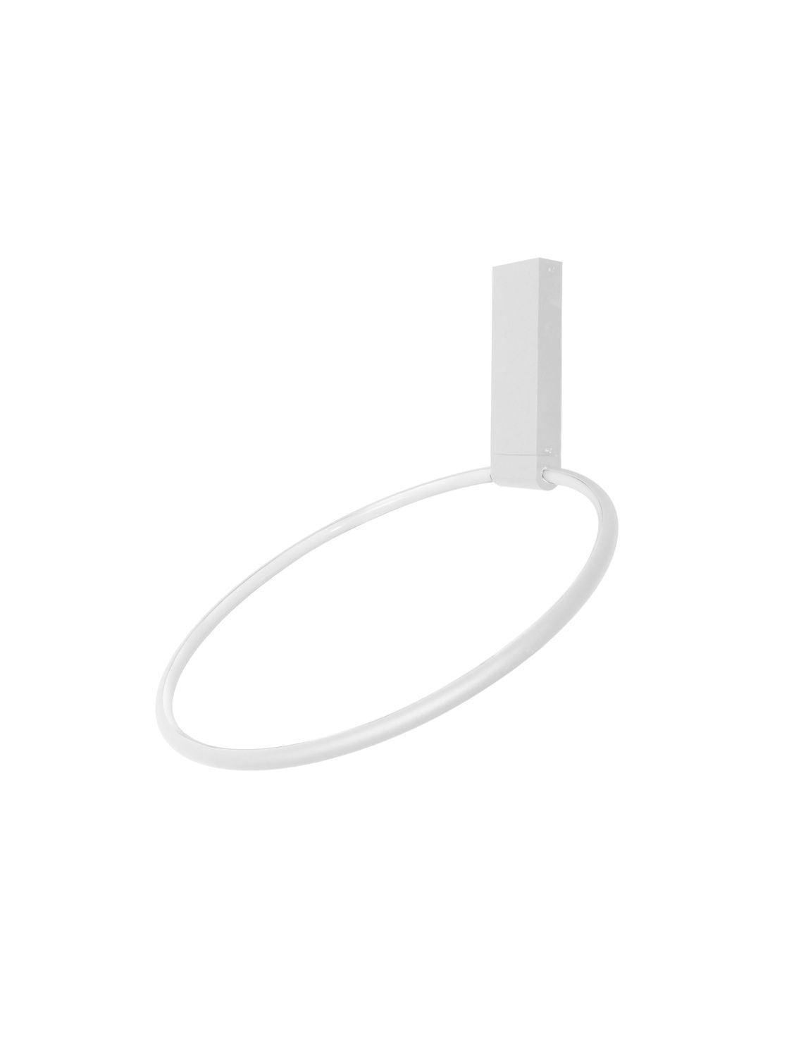 Luminaire seul sur fond blanc, anneau blanc vu de trois quarts