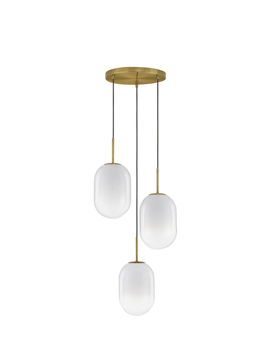 Suspension Chrysi 3 lumières dorée, verre