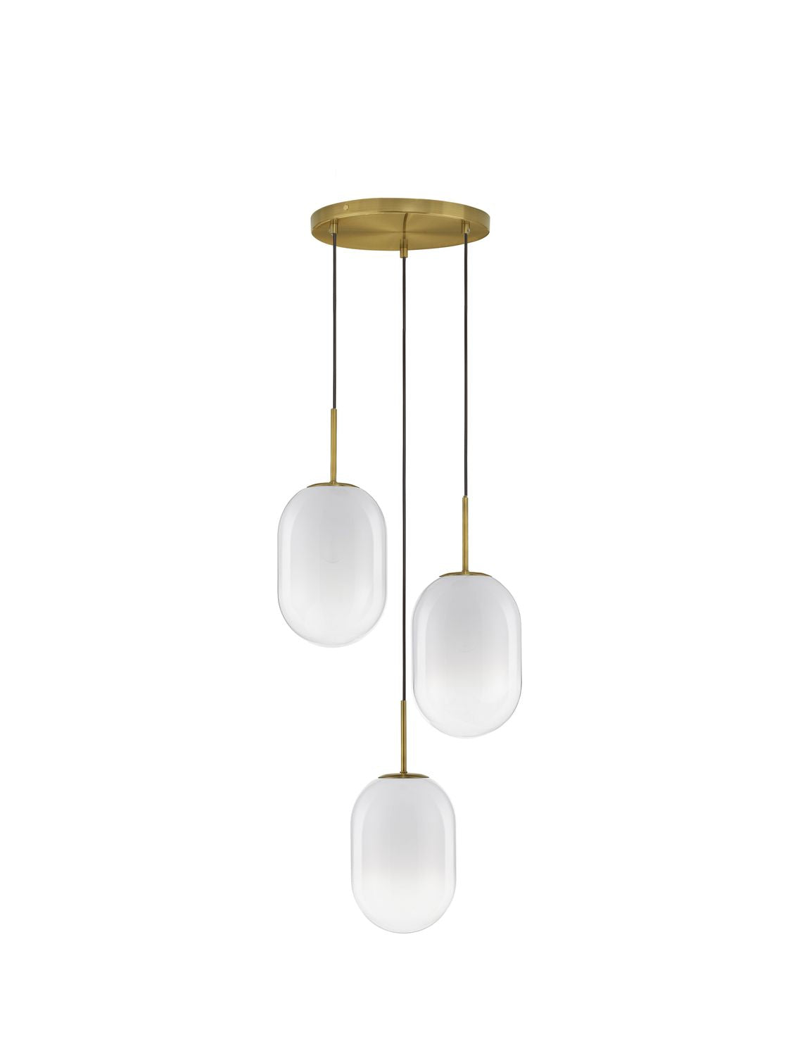 Suspension Chrysi 3 lumières dorée, verre