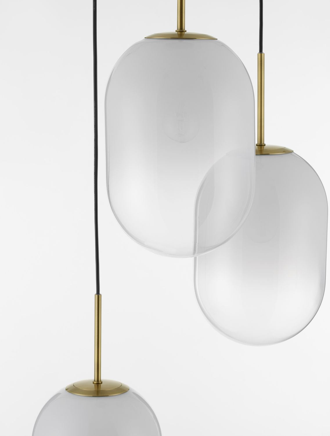 Suspension Chrysi 3 lumières dorée, verre