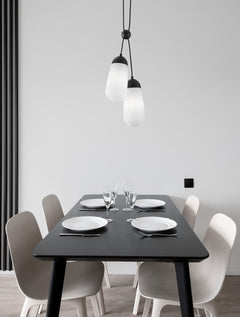 Suspension Blaky 2 lumières noire, verre
