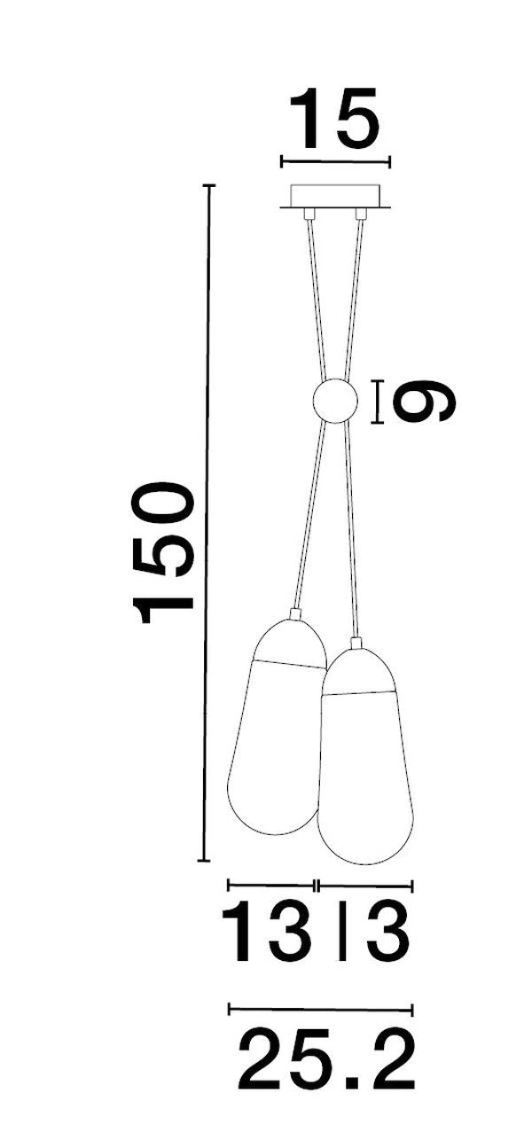 Suspension Blaky 2 lumières noire, verre