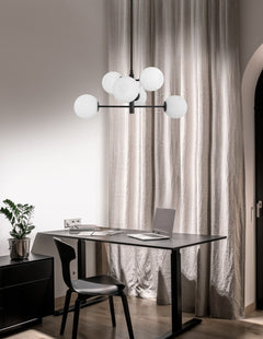 Suspension Impero 6 lumières noire, verre