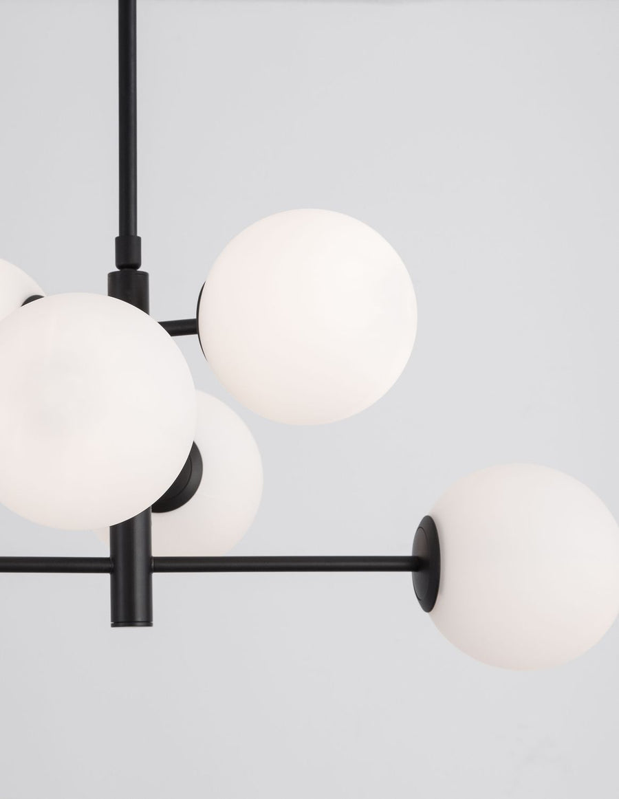 Suspension Impero 6 lumières noire, verre