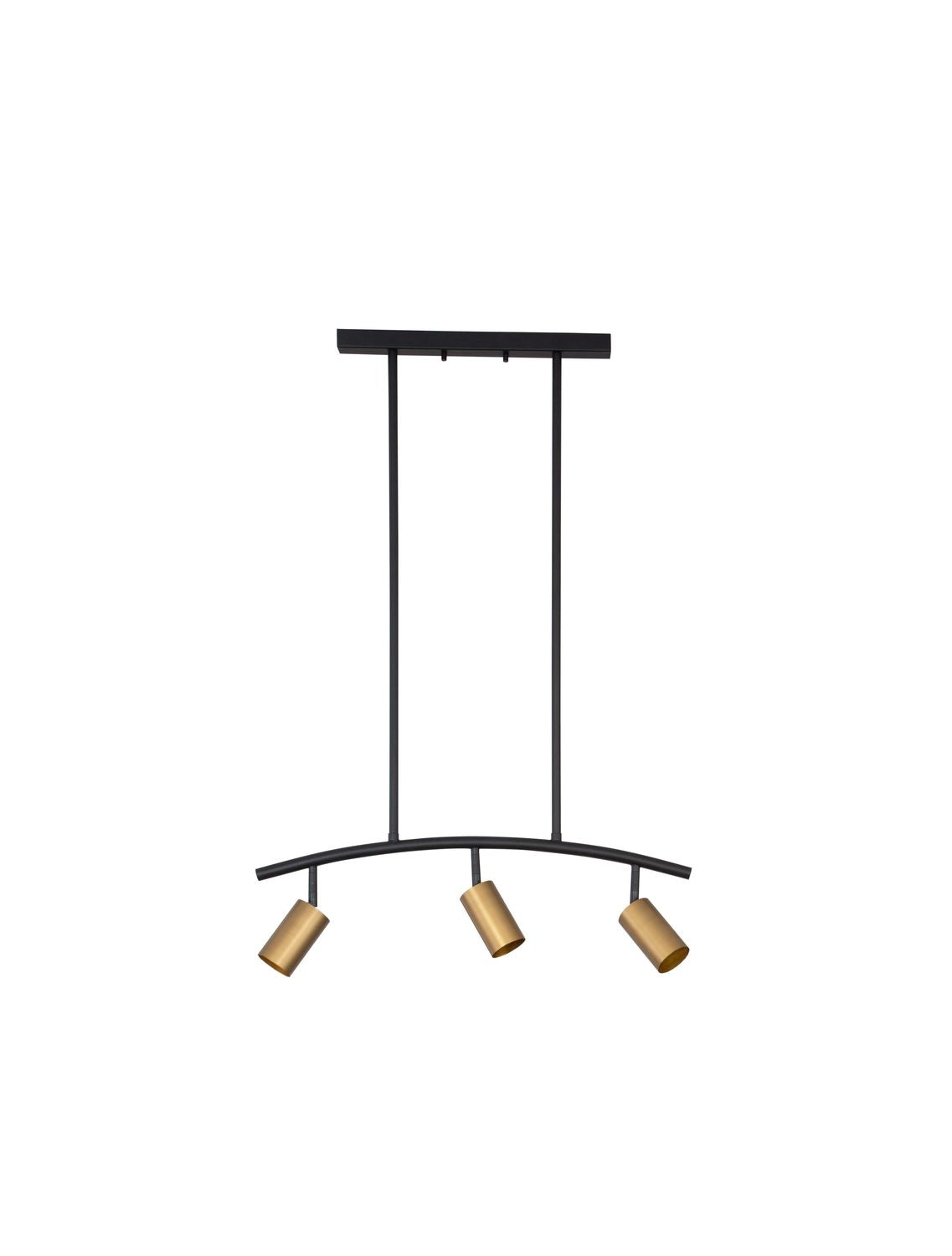 Suspension Pogno 3 lumières noire, H 90 cm