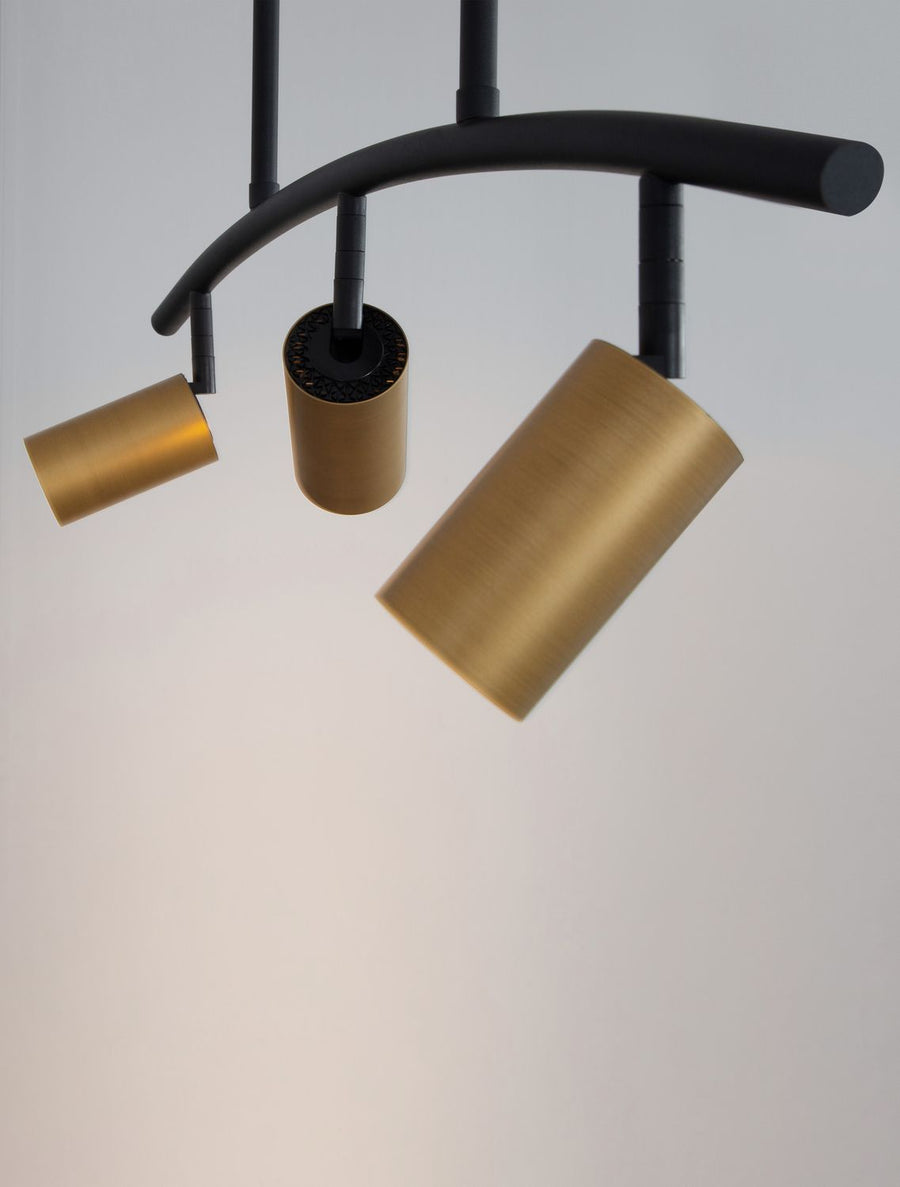 Suspension Pogno 3 lumières noire, H 90 cm