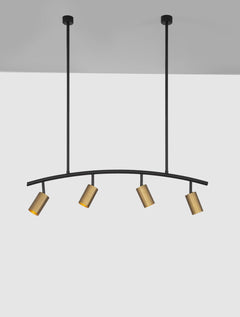Suspension Pogno 4 lumières noire, L 96,5 cm