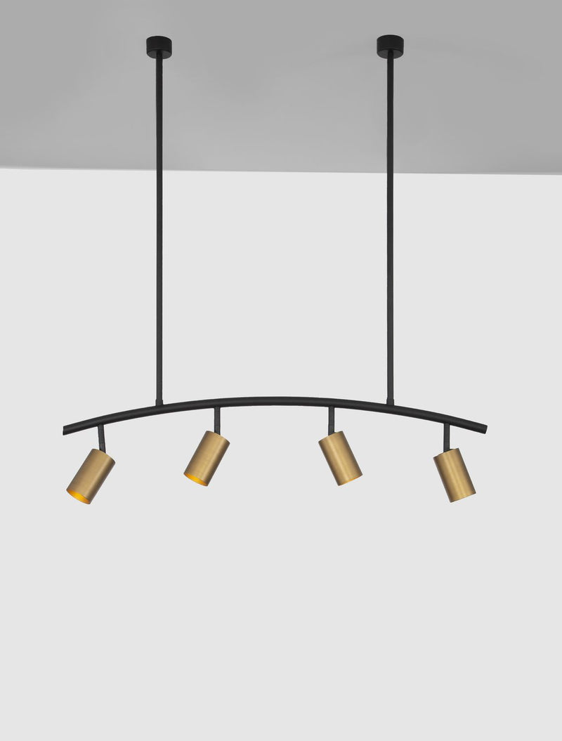 Suspension Pogno 4 lumières noire, L 96,5 cm