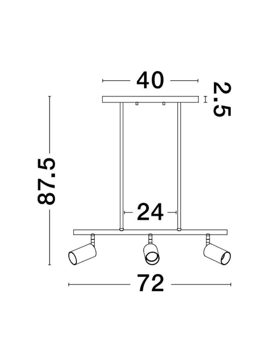 Suspension Pogno 3 lumières noire, H 87,5 cm