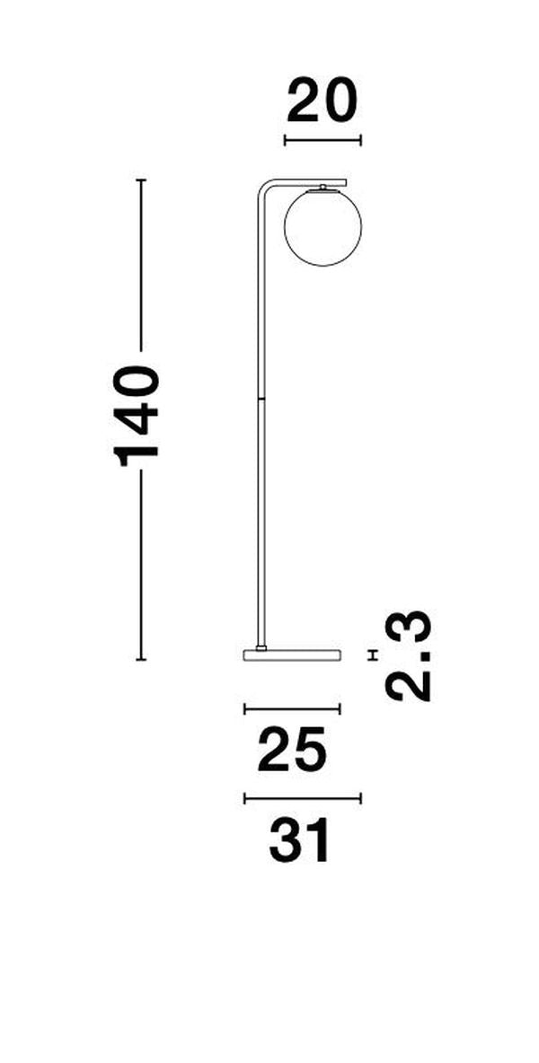 Lampadaire Alvarez doré, verre