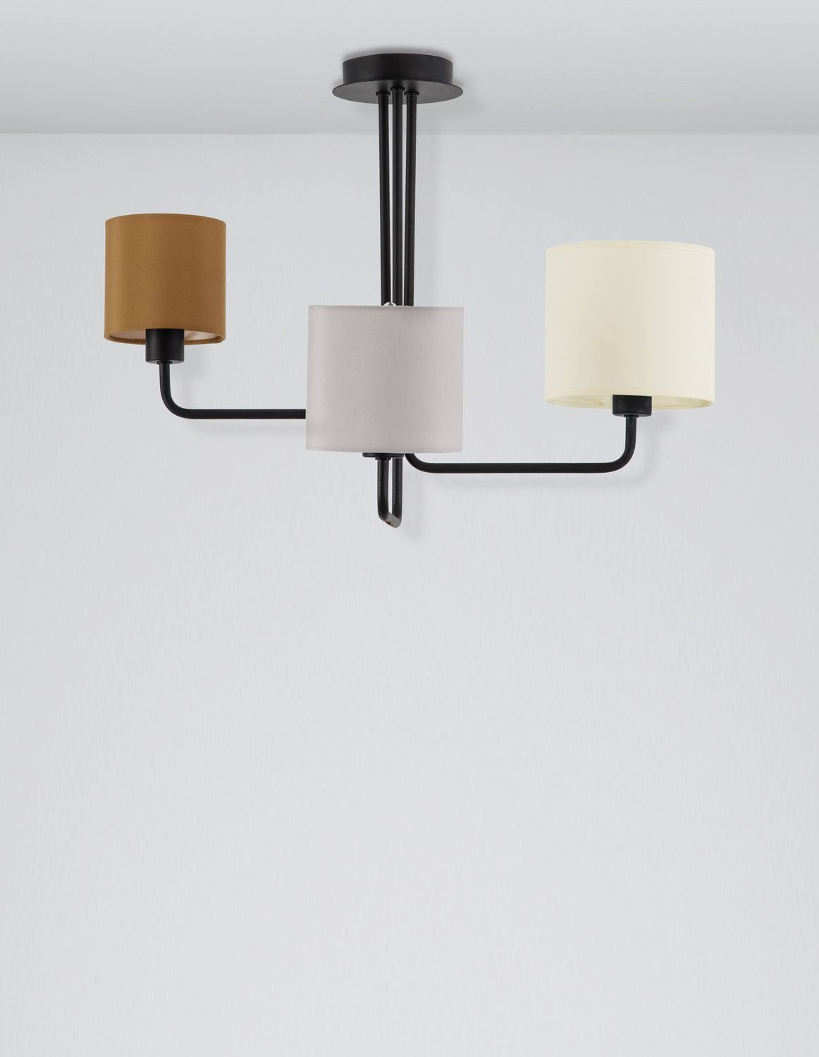 Suspension Bitonto 3 lumières noire, tissu