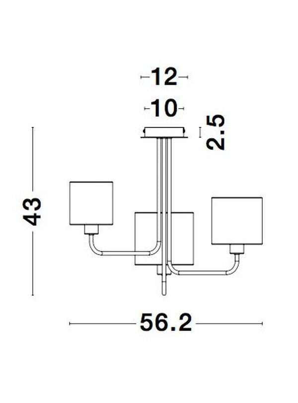 Suspension Bitonto 3 lumières noire, tissu