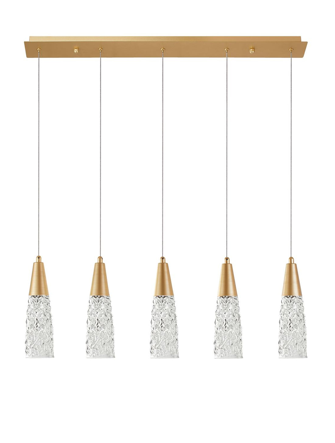Suspension Kovac 5 lumières dorée, verre (9160195)