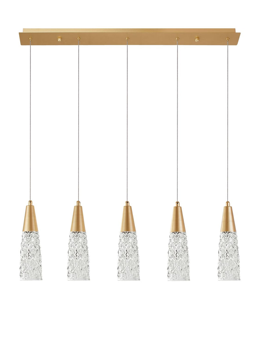 Suspension Kovac 5 lumières dorée, verre (9160195)