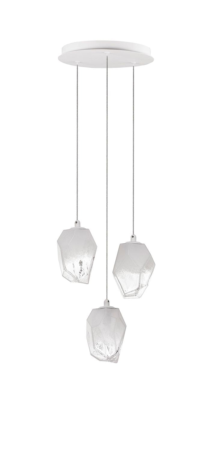 Suspension ICE 3 lumières blanche, verre