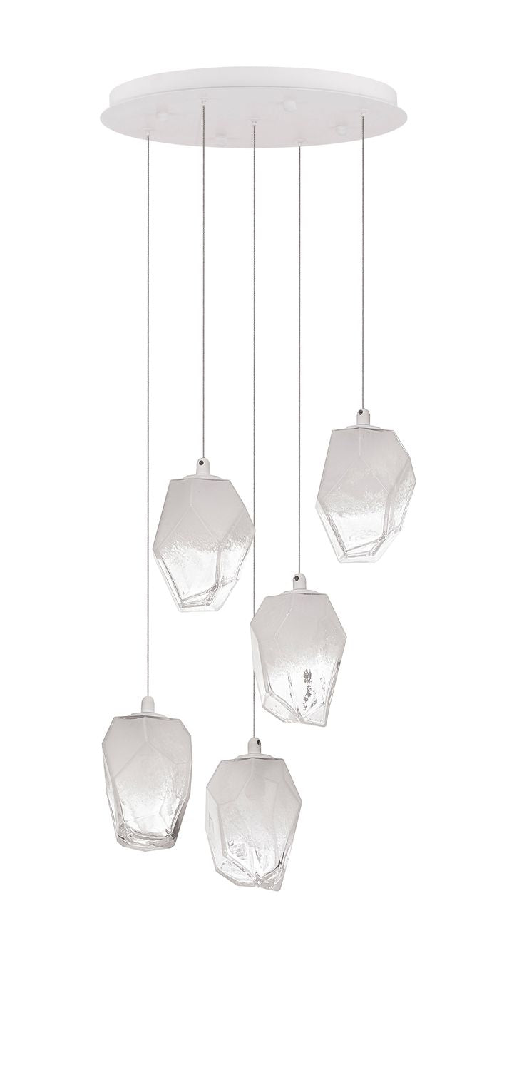 Suspension ICE 5 lumières blanche, verre (9160235)