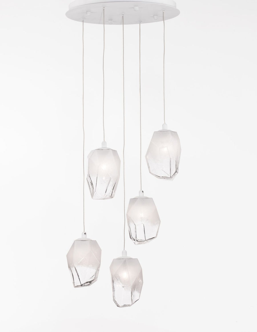 Suspension ICE 5 lumières blanche, verre (9160235)