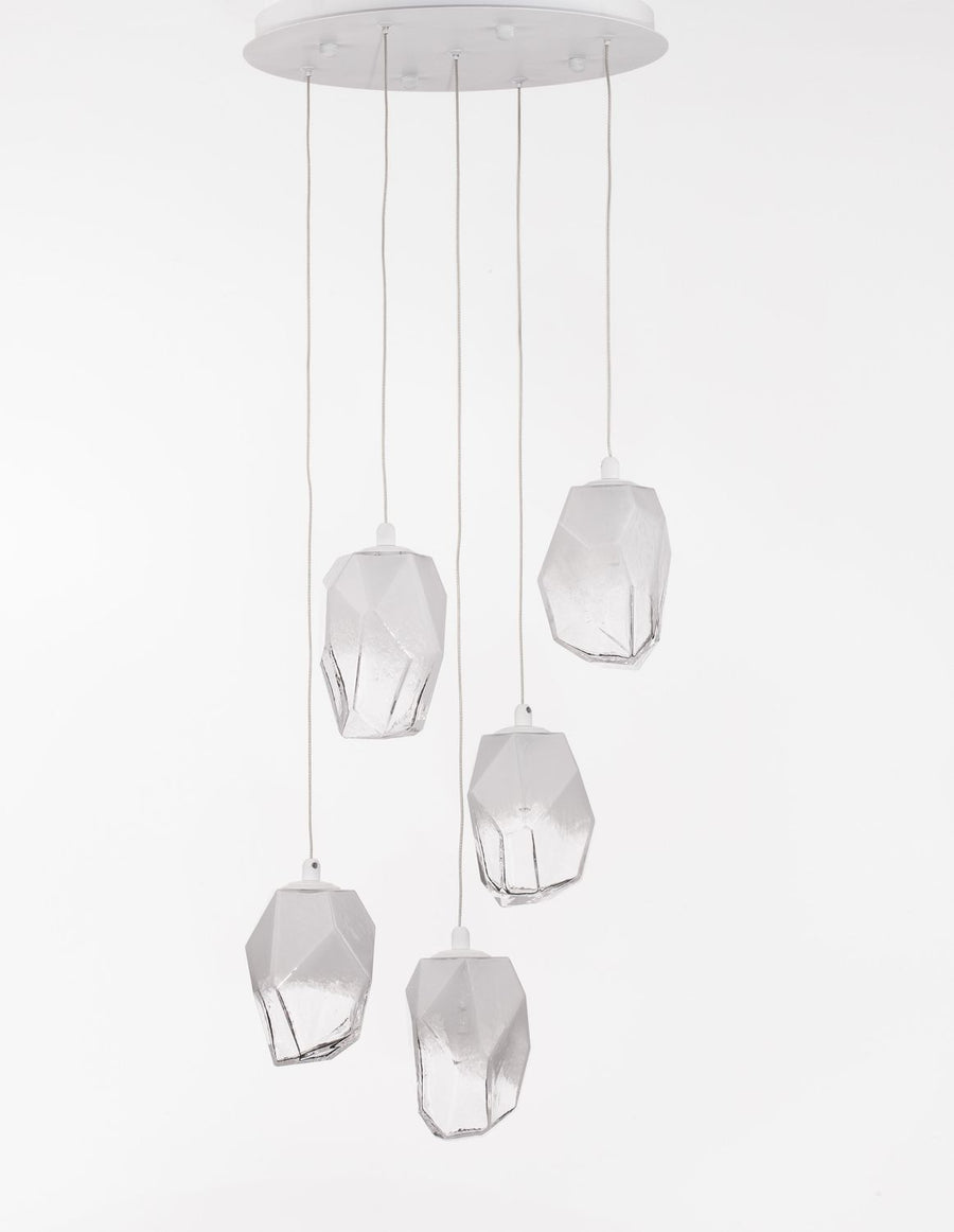 Suspension ICE 5 lumières blanche, verre (9160235)