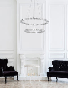 Suspension Quentin chromée, cristal