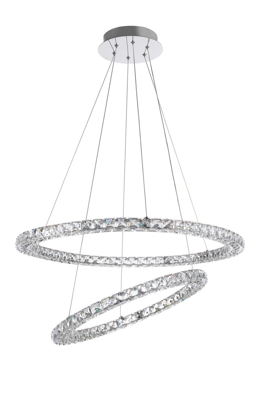 Suspension Quentin chromée, cristal