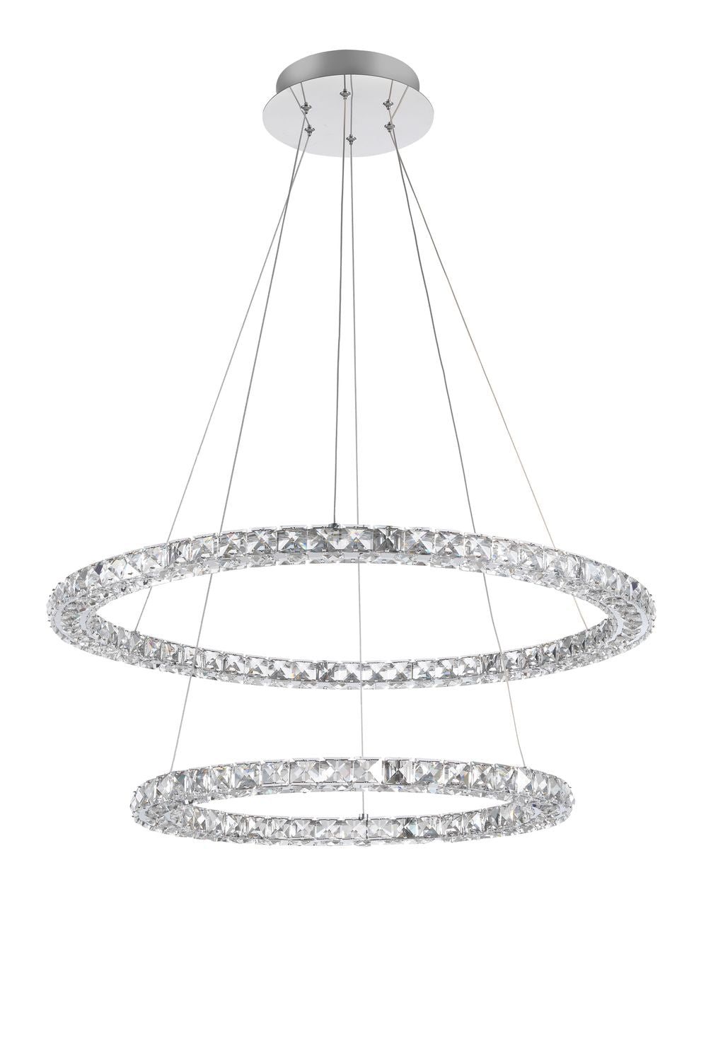 Suspension Quentin chromée, cristal