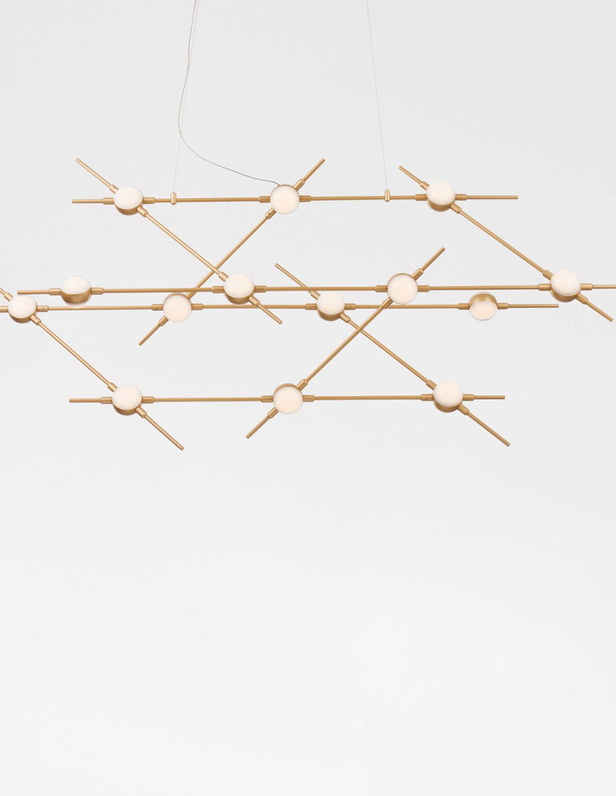 Suspension Atomo dorée, H 120 cm