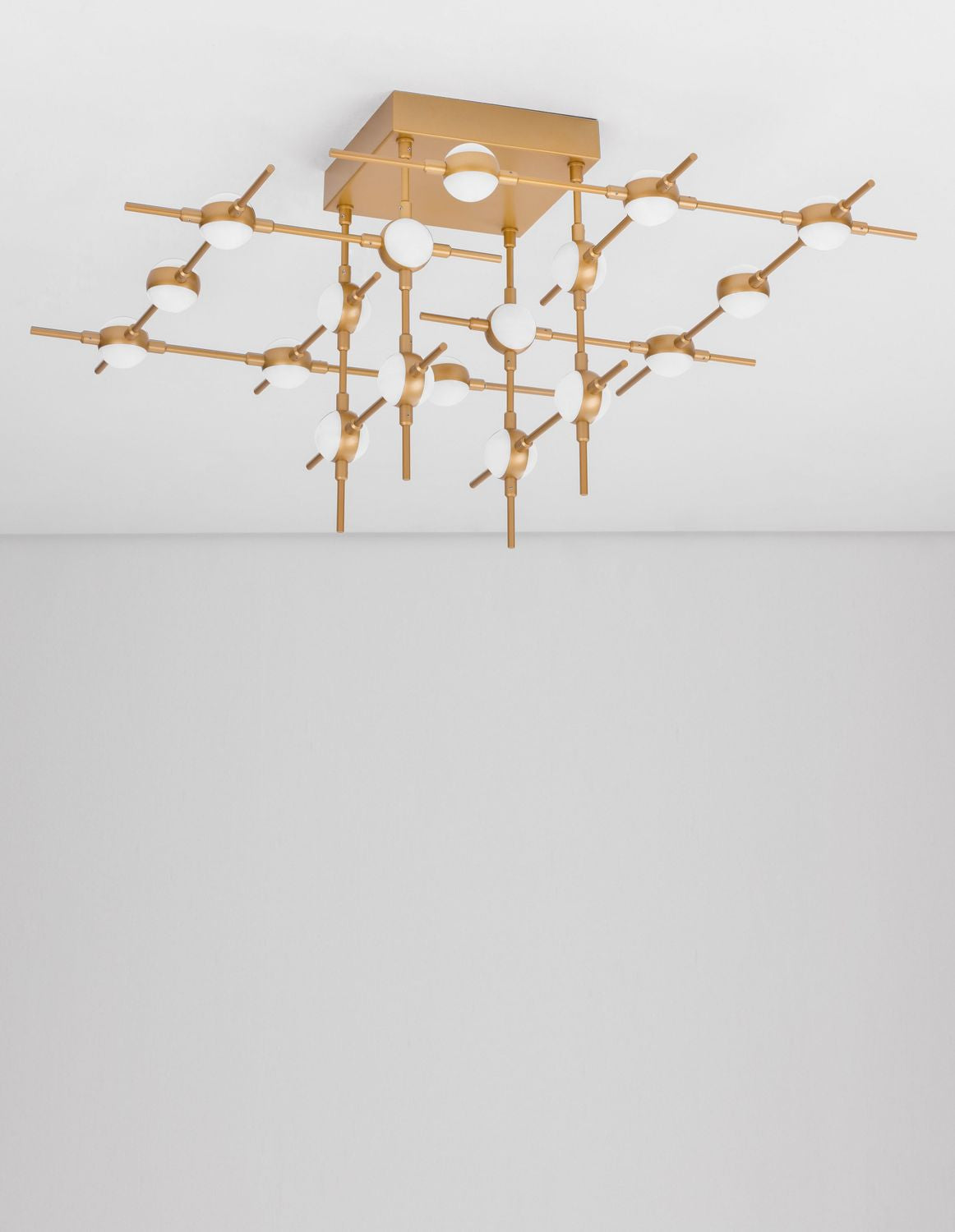 Plafonnier Atomo doré, L 75 cm