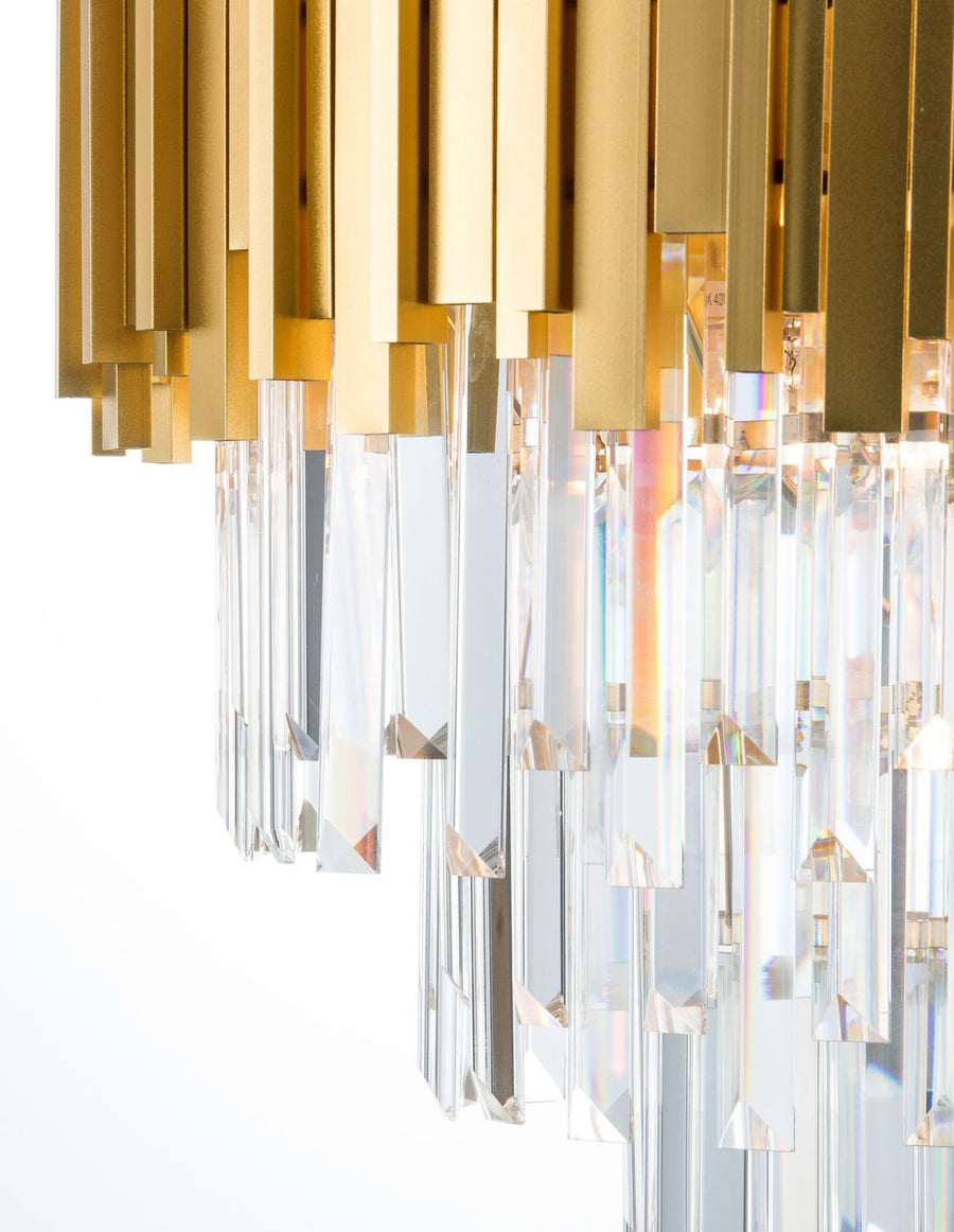 Suspension Grane 4 lumières dorée, cristal