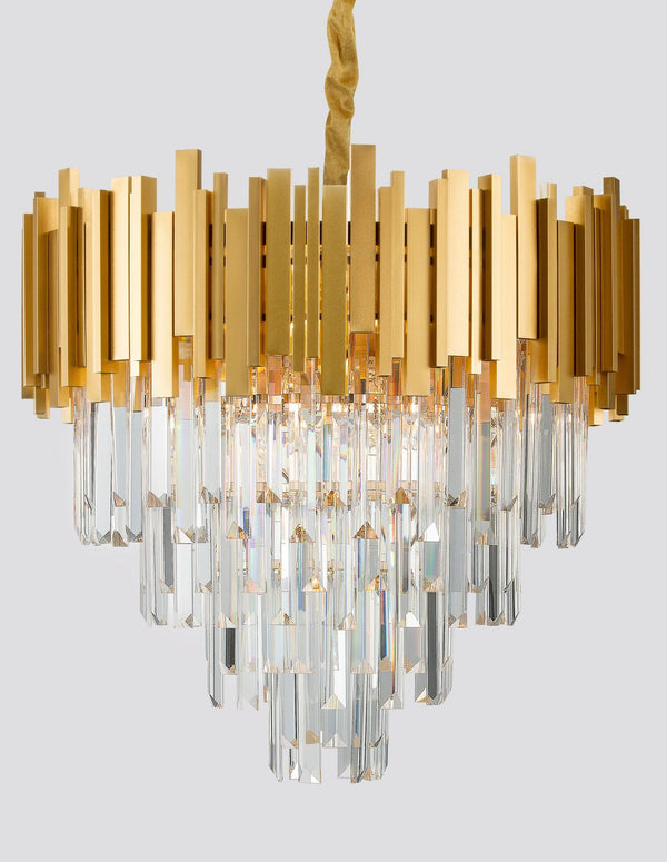 Suspension Grane 8 lumières dorée, cristal (9181200)